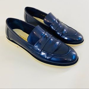 CHANEL INDIGO BLUE LOAFERS 40.5